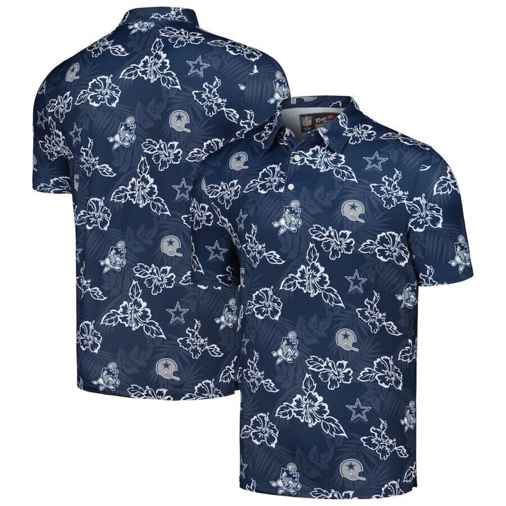 Men's Dallas Cowboys Reyn Spooner Navy Throwback Pua Performance‎ Polo Sz M